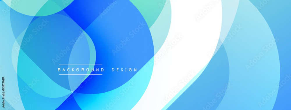 Leinwandbilder Abstract blue circles overlap, creating dynamic visual effect. Light shades blend with darker tones. Minimalist design.
