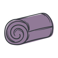 Gymnastic mat rolled up. Vector illustration for sticker, icon, print. Simple Hand Drawn Image Isolated on White Background