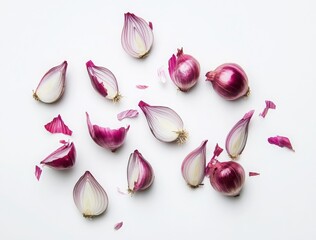 Overhead View Of Sliced Red Onions