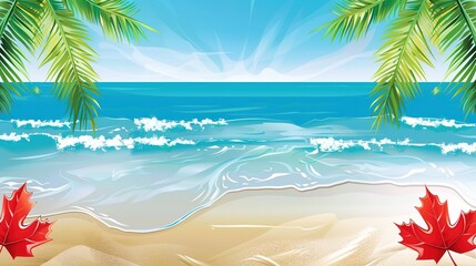 Canada Day Beach Background: Riding the Waves and Chasing the Sand, Enjoying the Carnival and Diverse Ambiance on the Beach of Canada Day