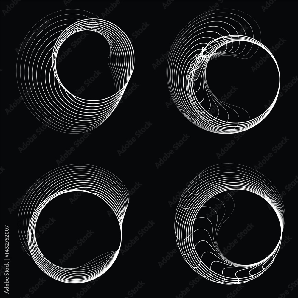 Fototapete lines in circle form . rotate rounded shape vector illustration .rotating circles form a ring.rotati