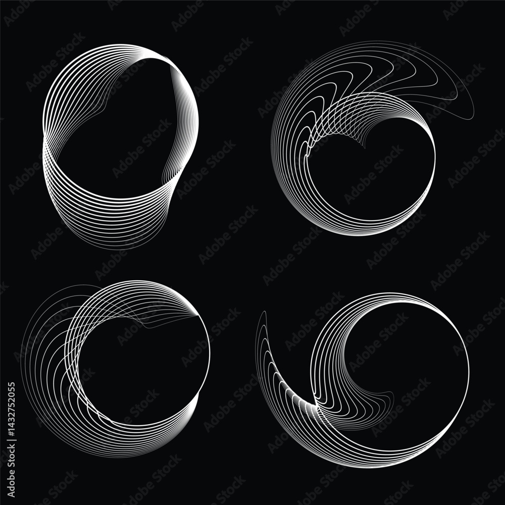 Fototapete lines in circle form . rotate rounded shape vector illustration .rotating circles form a ring.rotati