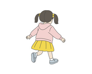走る幼い女の子の後ろ姿