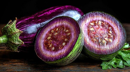 Vibrant Purple Eggplants: A Close-Up Still Life