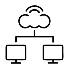 cloud computing Silhouette vector outline on transparent background