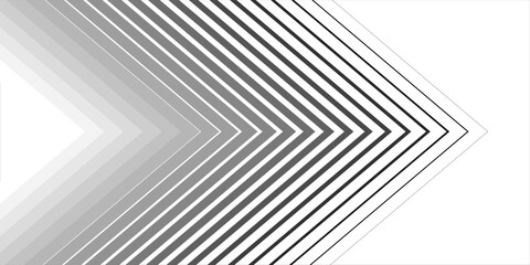 Fototapeta premium Minimal Latar Belakang Hitam dan Putih dengan Panah Mengarah Ke Kanan. Transisi Bergaris dari Garis Hitam ke Garis Tegas Abstrak Putih. Pola Sederhana.