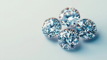 Stunning Close-Up of Sparkling Round Cut Diamonds on Light Surface