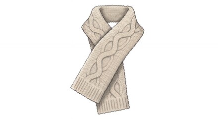 Cream cable knit scarf illustration for winter accessories