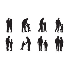 Silhouettes Showcasing Interactions: Adults and Children in Everyday Activities