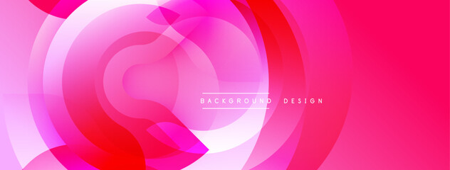 Abstract pink design. Overlapping circles create dynamic visual flow. Modern, smooth gradients offer vibrant aesthetic.