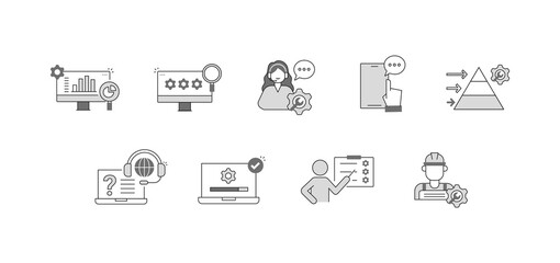 Fototapeta premium Agent Expertise and Technical Support. Agent with Technical Support, Tablet Feedback Interface, Tiered Service Flow 1, Performance Analytics Dashboard, Online 
