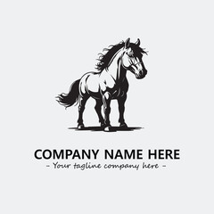 Horse illustration black and white for logo company vector image
