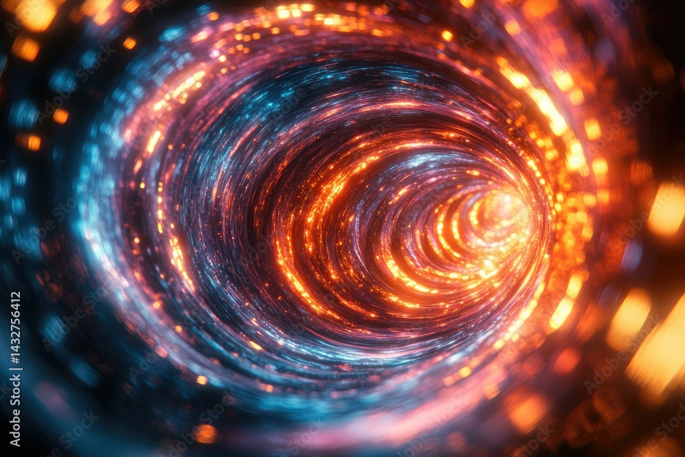 Aufkleber A mesmerizing spiral of vibrant orange and blue light, creating an illusion of a swirling vortex or tunnel.