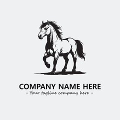 Horse illustration black and white for logo company vector image
