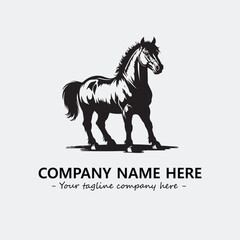 Horse illustration black and white for logo company vector image
