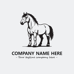 Horse illustration black and white for logo company vector image
