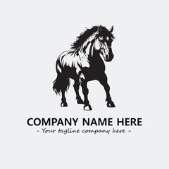 Horse illustration black and white for logo company vector image
