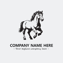 Horse illustration black and white for logo company vector image
