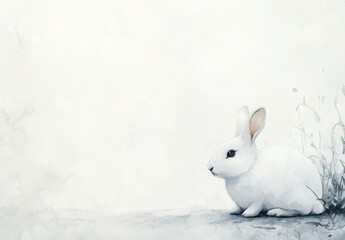 Rabbit Watercolor Painting On Light Background