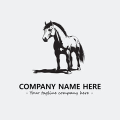 Horse illustration black and white for logo company vector image
