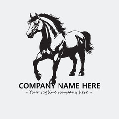 Horse illustration black and white for logo company vector image
