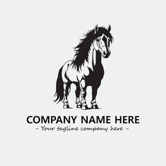 Horse illustration black and white for logo company vector image
