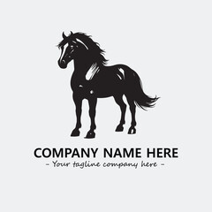 Horse illustration black and white for logo company vector image
