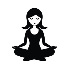 Girl Meditating In Yoga Pose Vector Illustration