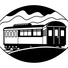 Silhouette of a vintage train with open windows