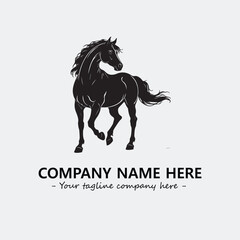 Horse illustration black and white for logo company vector image
