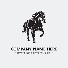 Horse illustration black and white for logo company vector image

