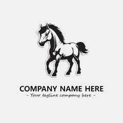 Horse illustration black and white for logo company vector image
