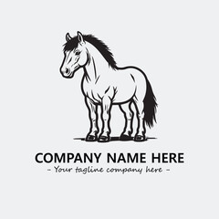 Horse illustration black and white for logo company vector image
