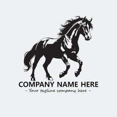 Horse illustration black and white for logo company vector image
