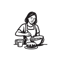 woman cooking cake
