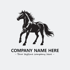 Horse illustration black and white for logo company vector image
