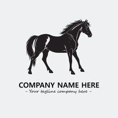 Horse illustration black and white for logo company vector image
