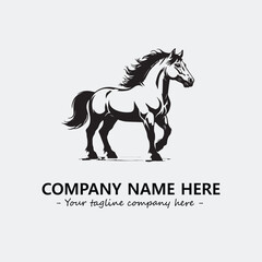 Horse illustration black and white for logo company vector image
