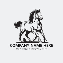 Horse illustration black and white for logo company vector image
