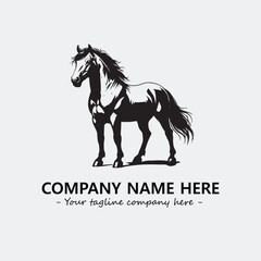 Horse illustration black and white for logo company vector image
