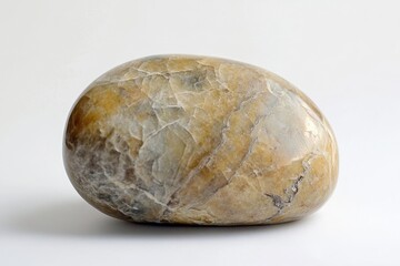 Obraz premium Oval, polished stone specimen with intricate, mottled patterns.