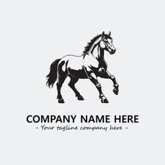 Horse illustration black and white for logo company vector image
