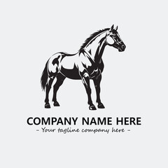 Horse illustration black and white for logo company vector image
