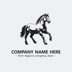 Horse illustration black and white for logo company vector image
