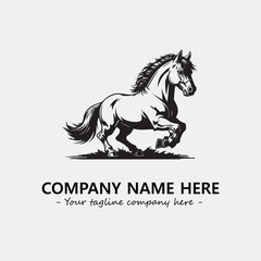 Horse illustration black and white for logo company vector image
