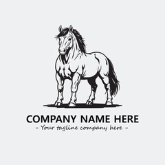 Horse illustration black and white for logo company vector image

