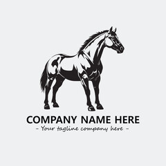 Horse illustration black and white for logo company vector image

