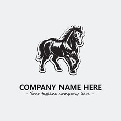 Horse illustration black and white for logo company vector image
