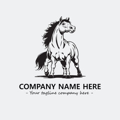 Horse illustration black and white for logo company vector image
