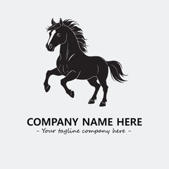 Horse illustration black and white for logo company vector image
